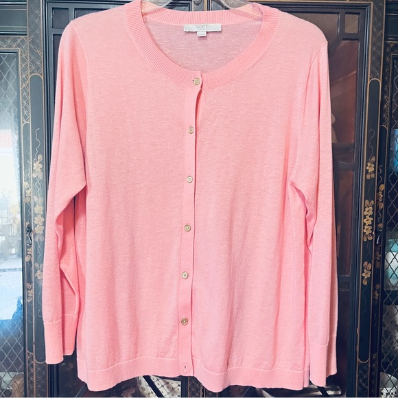 LOFT Sweaters - Ann Taylor LOFT Plus Peach Cardigan Sweater Size 16/18 Lite Weight